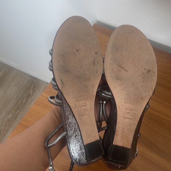 STUART WEITZMAN Nuts Strappy Metallic Wedge Sandal Size 8 msrp $365 - Picture 5 of 6